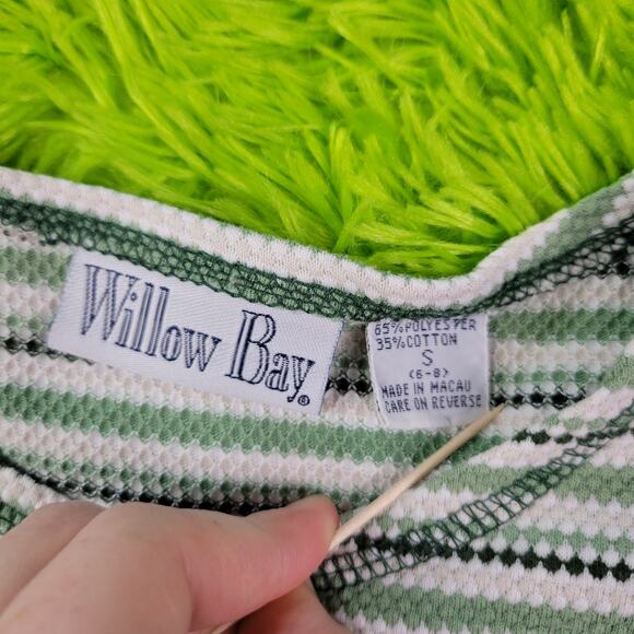 Vintage Willow Bay Green Striped Knit Top, S - Picture 3 of 6